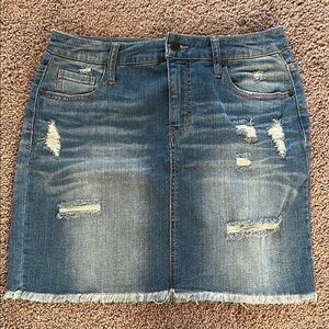 Mossimo Supply Co Blue Mini Skirt Distressed Denim
